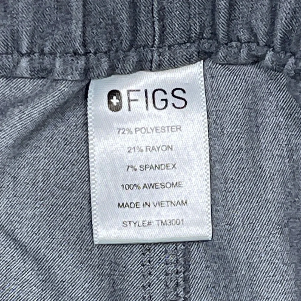 FIGS Mens Technical Collection Scrub Pants Gray Large Cargo TM3001 Drawstring